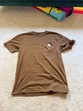 Carhartt Brown Short-Sleeve Pocket Tee with Logo Patch